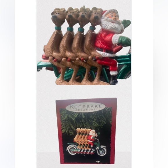 Hallmark Christmas Ornament 1994 Santa Claus Reindeer Bicycle Cyclists - Picture 1 of 11